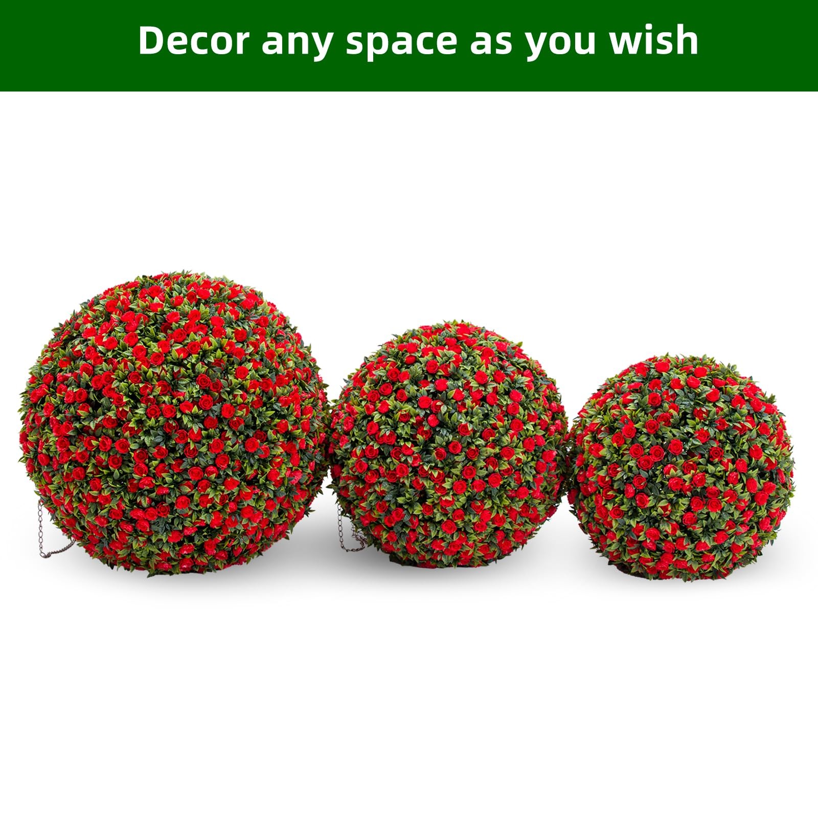 2PCS 17″ Flower Topiary Ball Decorative Balls Artificial Topiary Ball Decoration