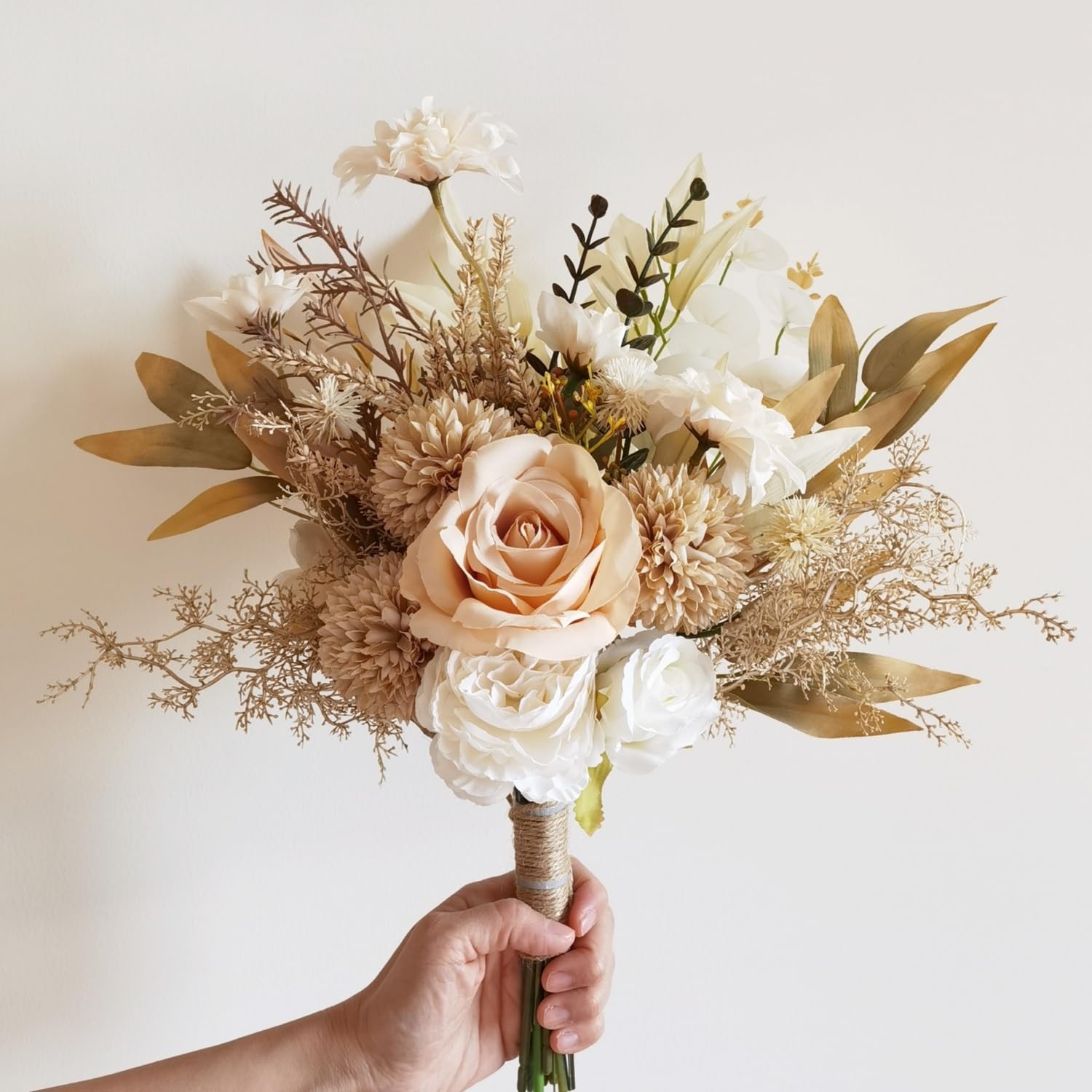 Artificial Fall Rose Flowers Bouquet Home Wedding Decorations Brown