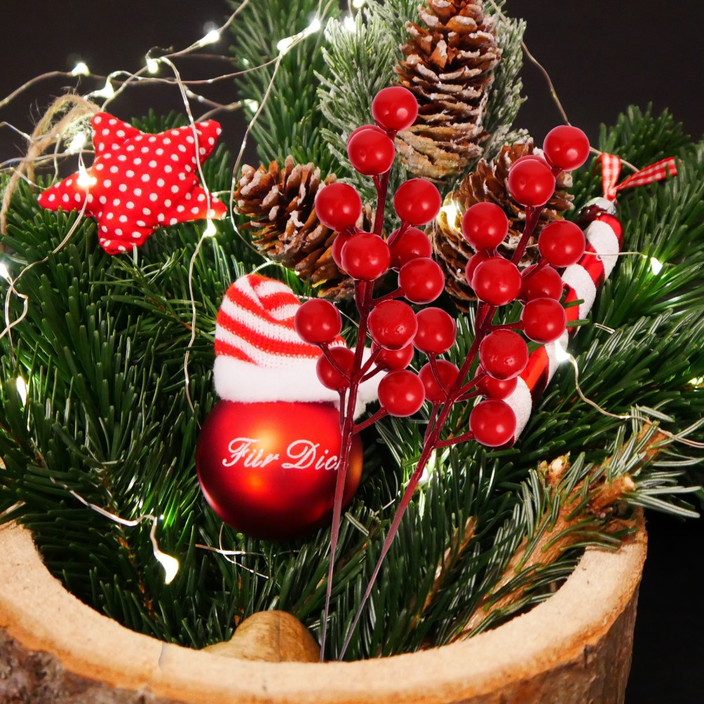 20Pcs Artificial Flower Ornaments Red Berry Branches for Xmas Banquet Decoration