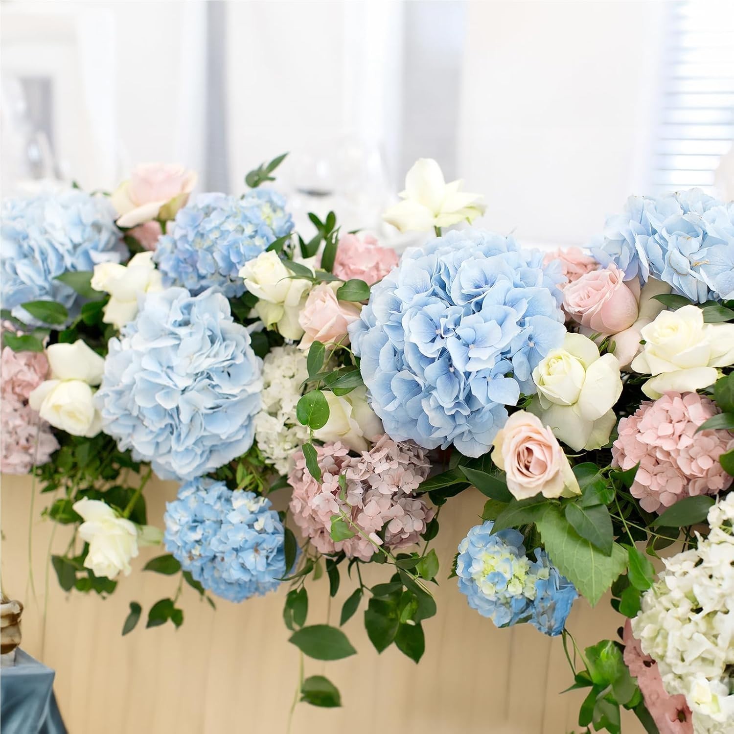 Blue Silk Hydrangea Flower Heads & Stems – 26 Piece Value Pack for Any Occasion