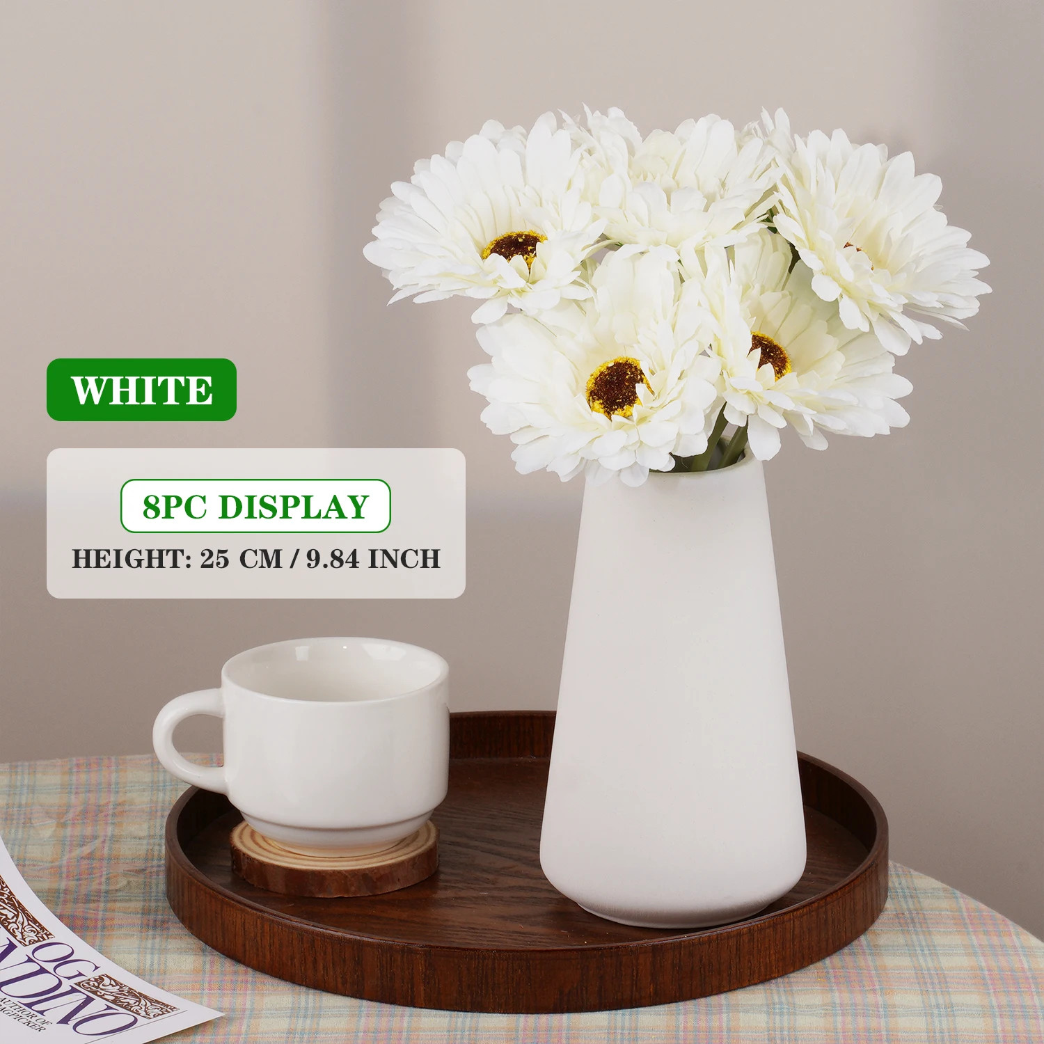 25Cm/9.84Inch Artificial Barberton Daisy for Wedding Party Arrangement Decoratio