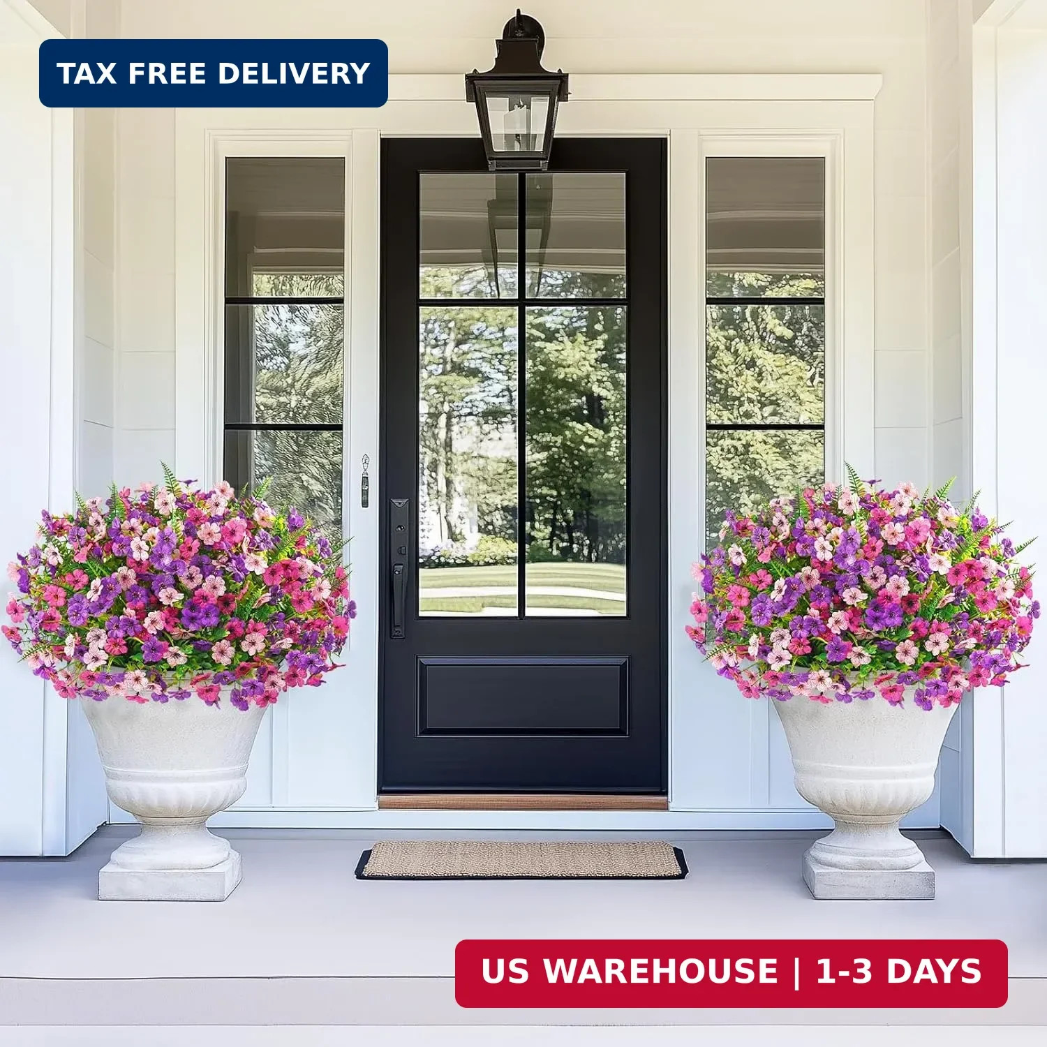 Yastouay 12 Bundles Artificial Flowers for Outdoors, UV Resistant Artificial Out