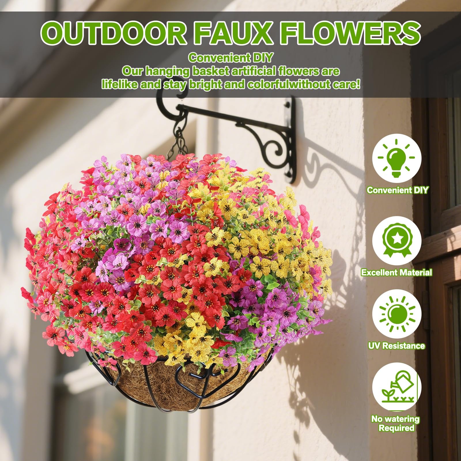 Artificial Flowers Fake Plants for Outdoors Spring Decoration, 13Bundles Silk…
