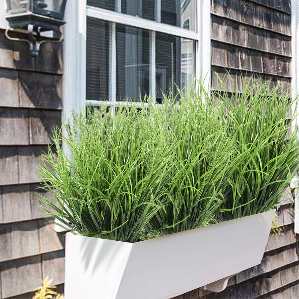 8 Bundles Artificial Grass Plants Fake Bushes Artificial Shrubs Wheat Grass G…