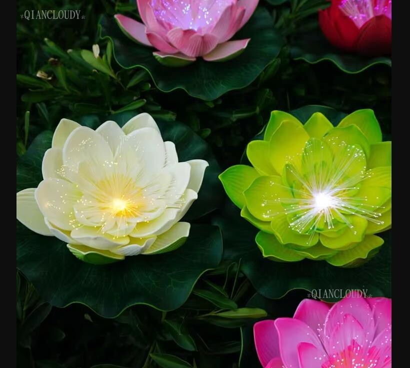 12 Floating Lotus Pool Lights LED Lily Pad Flower Lanterns Battery Operated 4 in