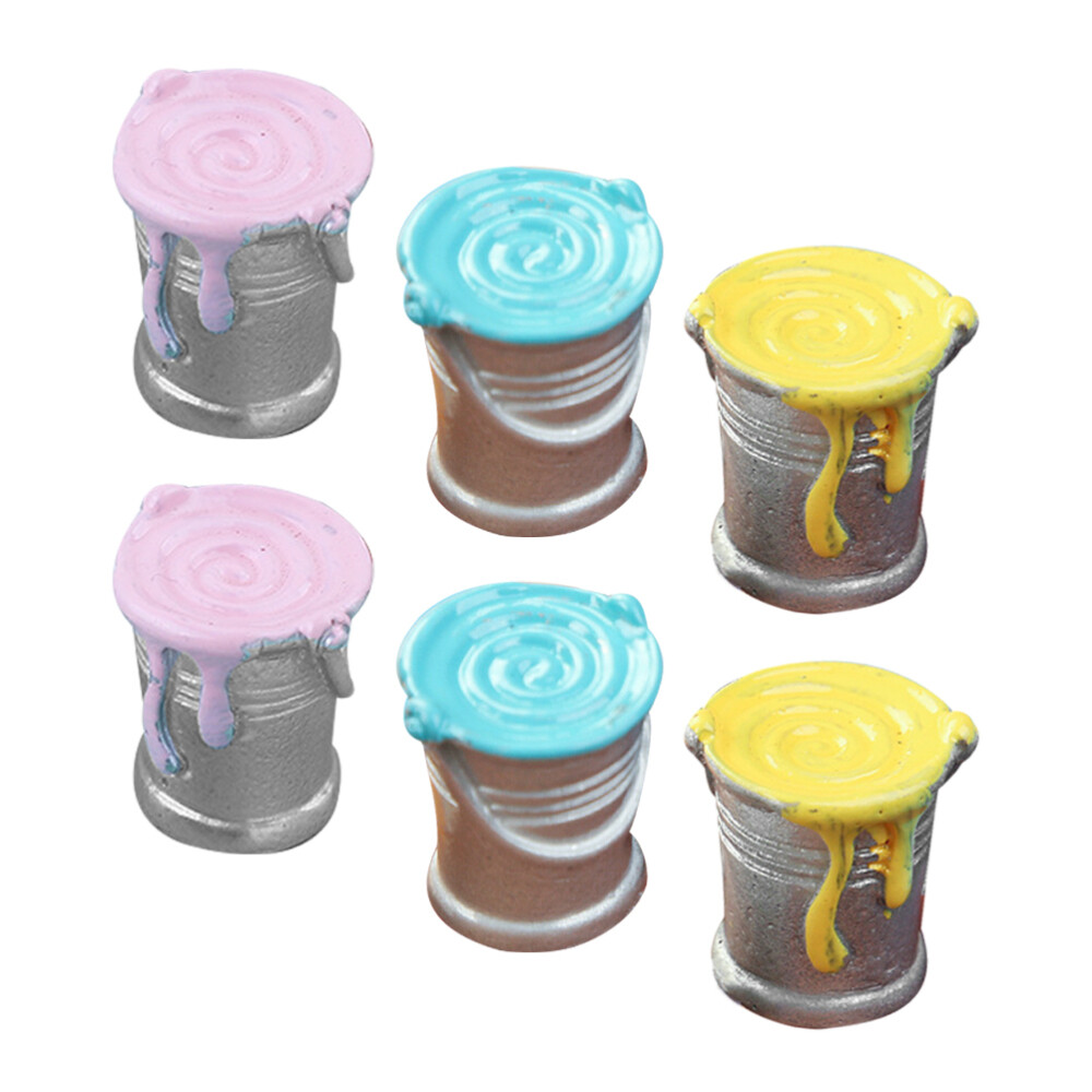 6 Pcs Dollhouse Tool Mini Paint Pot Models Miniature Can Modeling Crafts