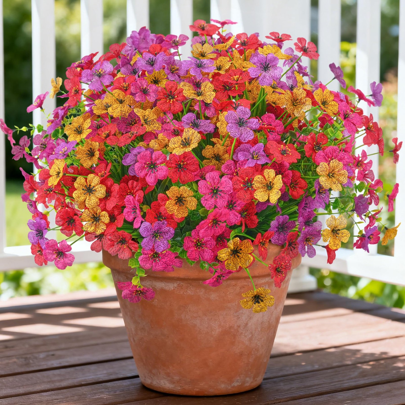 16 Bundles Artificial Flowers for Outdoor Decoration, Fake Flowers No Fade UV…