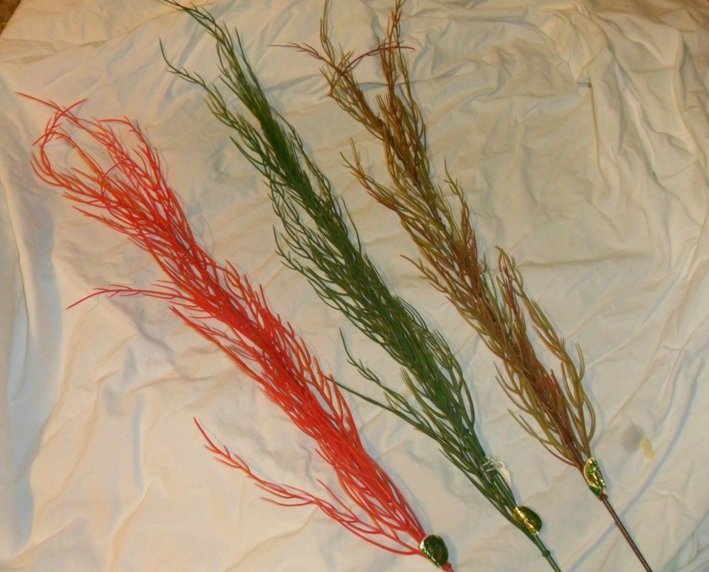 Vintage Large Plastic Scotch Broom Stems Green Red and Brown