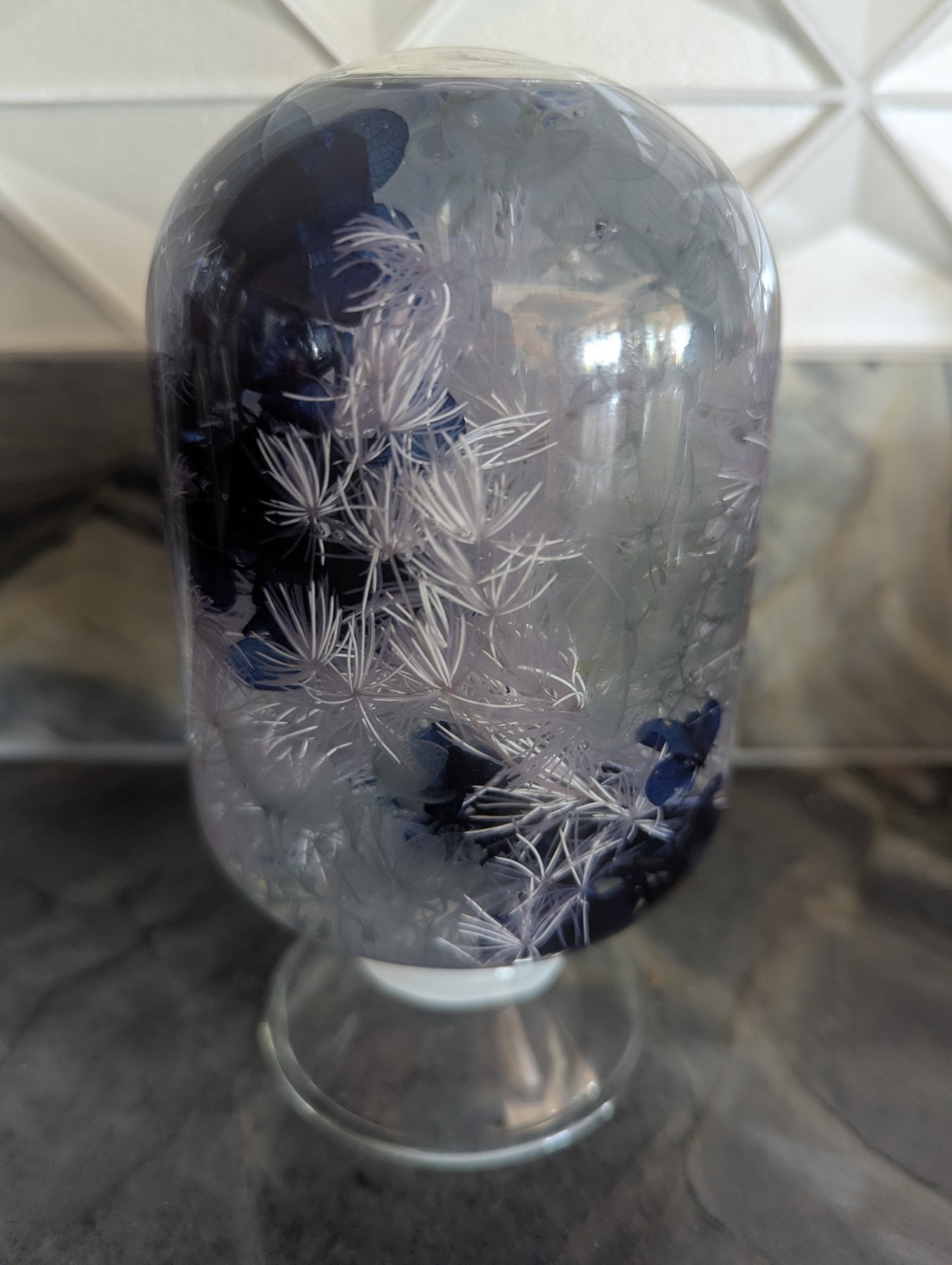 Art Glass Bottle Jieum Pieces of Time Herbarium Floating Botanicals Vintage
