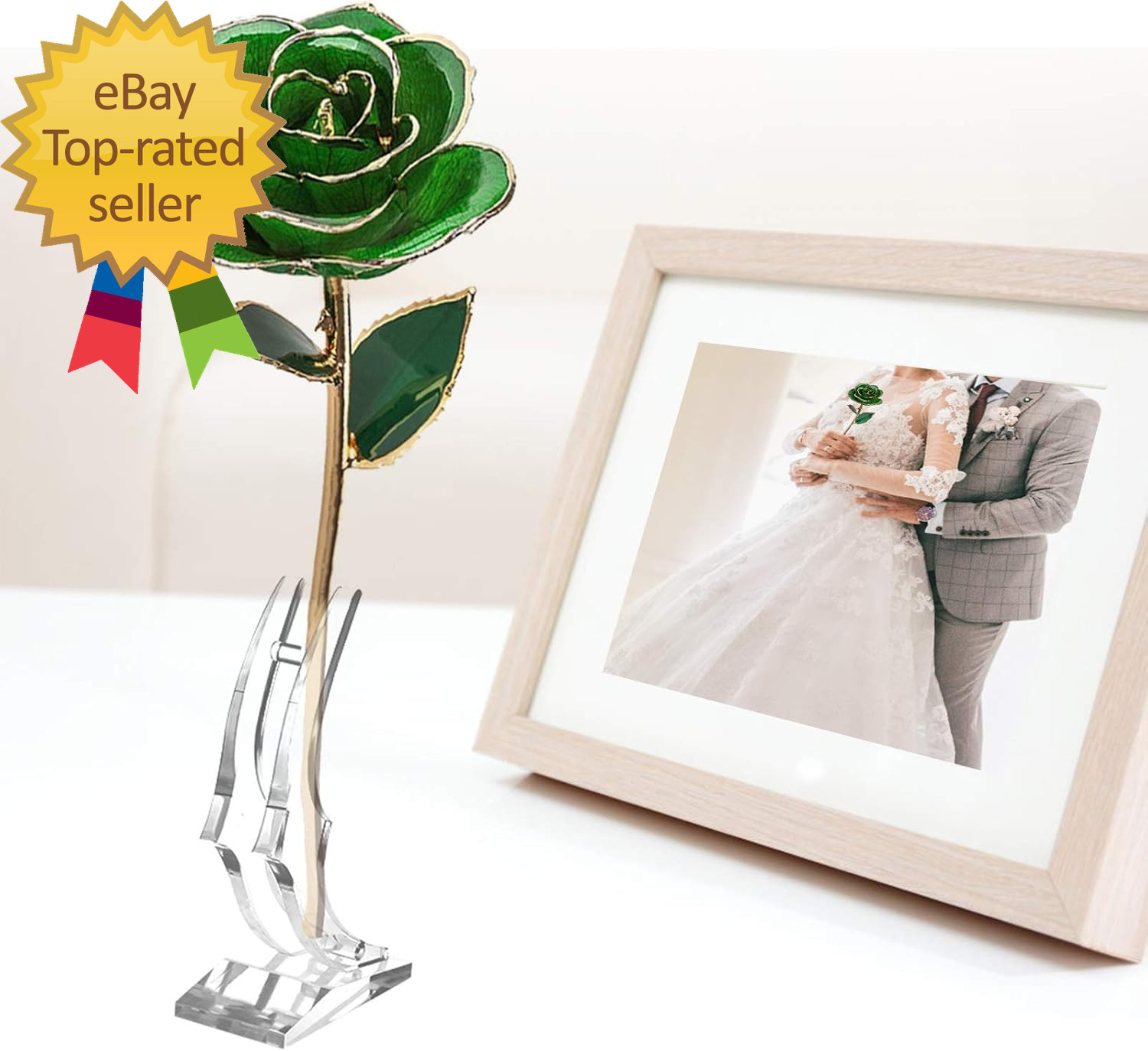 Gold Plate Rose 24K Gold Dipped Preserved Long Stem Rose Flower for Her Women