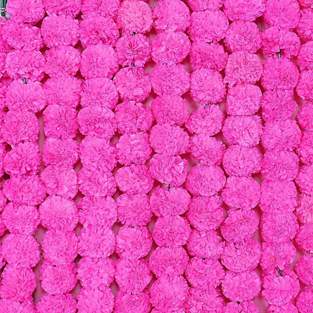 Artificial Marigold Fluffy Flower Garlands Pink For Home Event Party Decoration