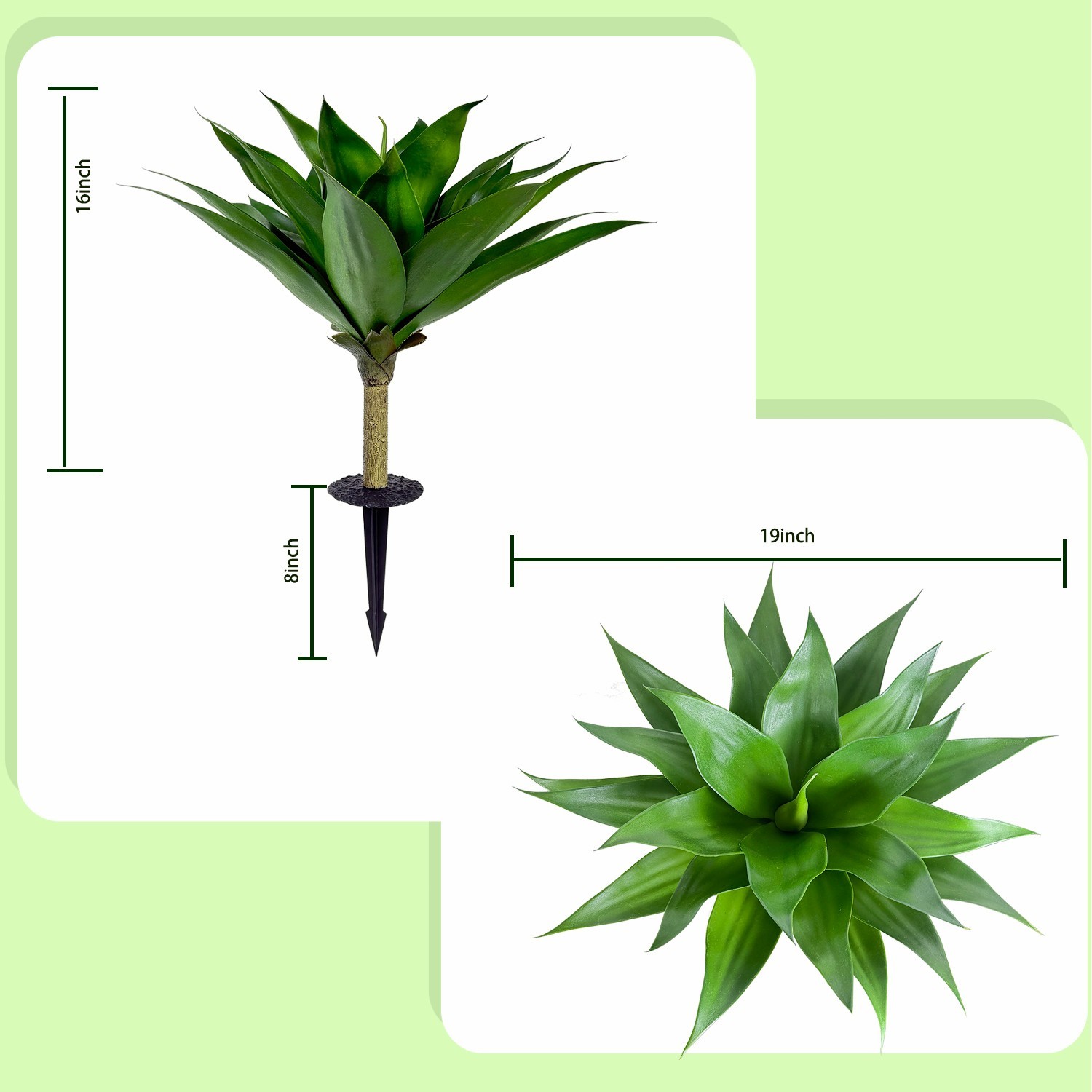 2 Pack Artificial Agave Ground Stakes, Outdoor Garden Landscaping Patio Decor