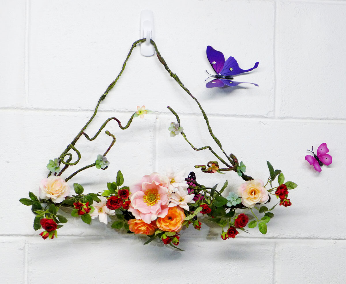 Artificial Flowers Succulents Hydrangea Wall Hanging With Butterfly Home (#121B)