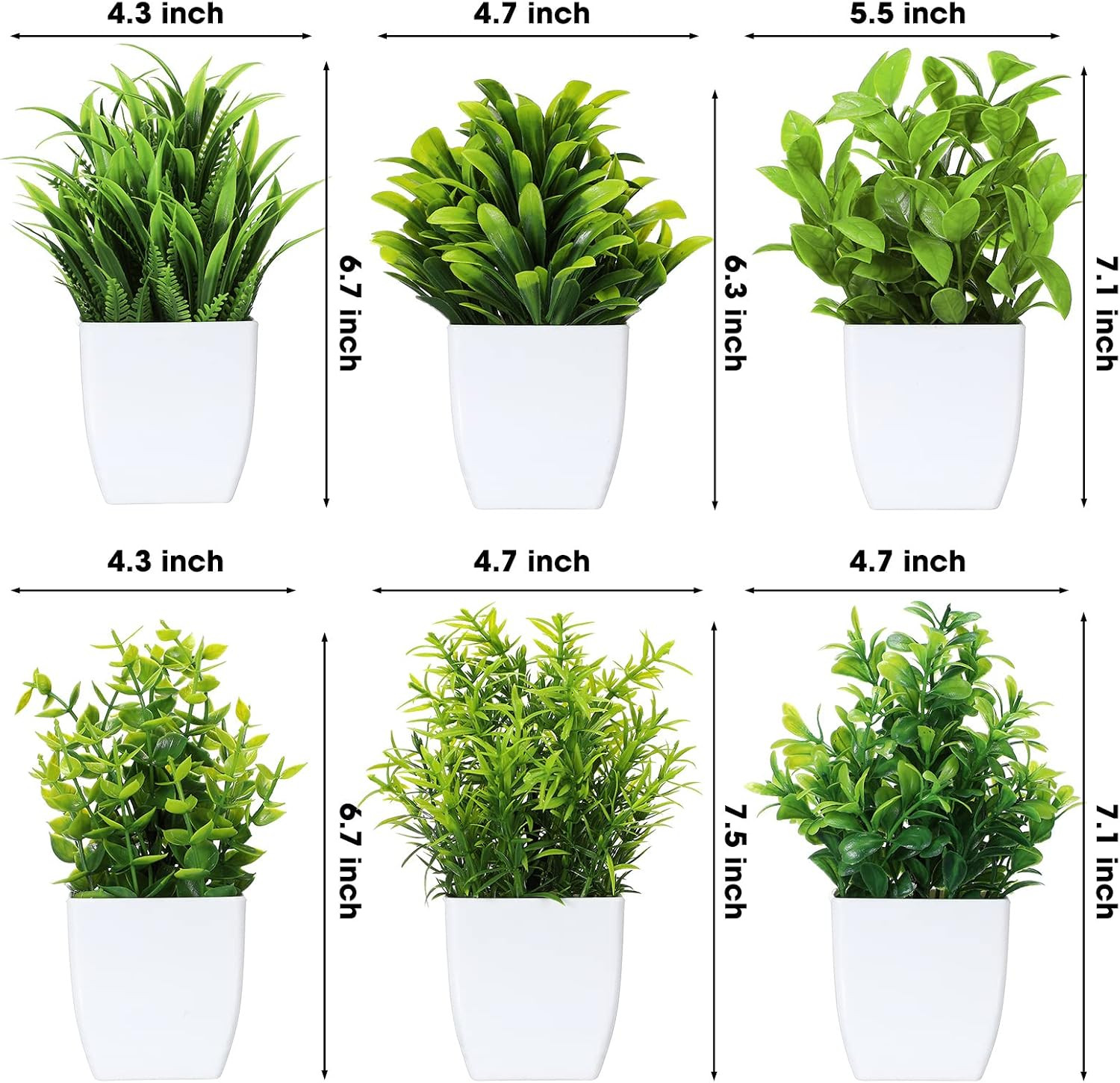 12 Pcs Mini Faux Plants in White Pots for Indoor Home Office Decor