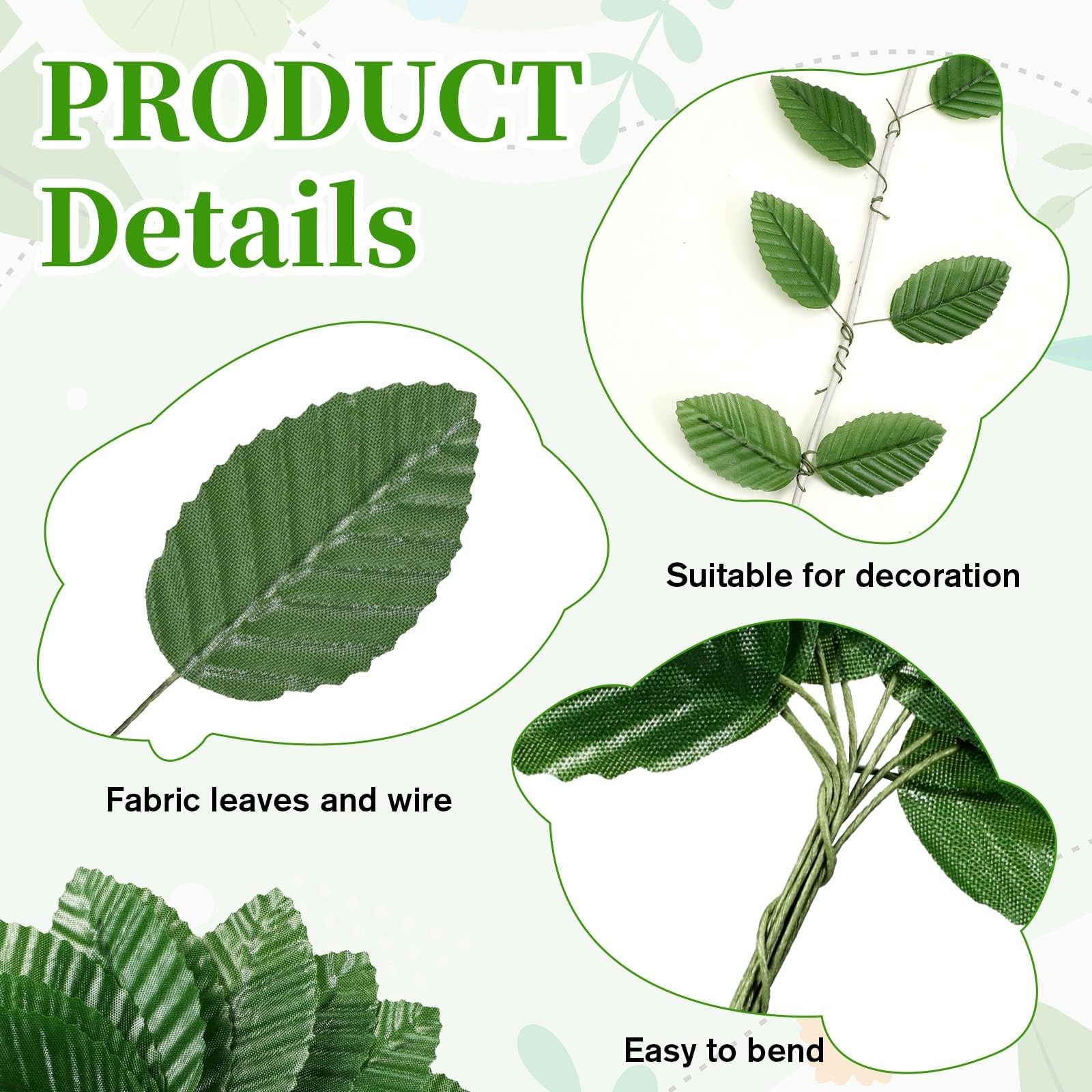 200 Pcs Faux Wired Single Leaf 4.3inch Artificial Leaves for Crafts Fake Gree…