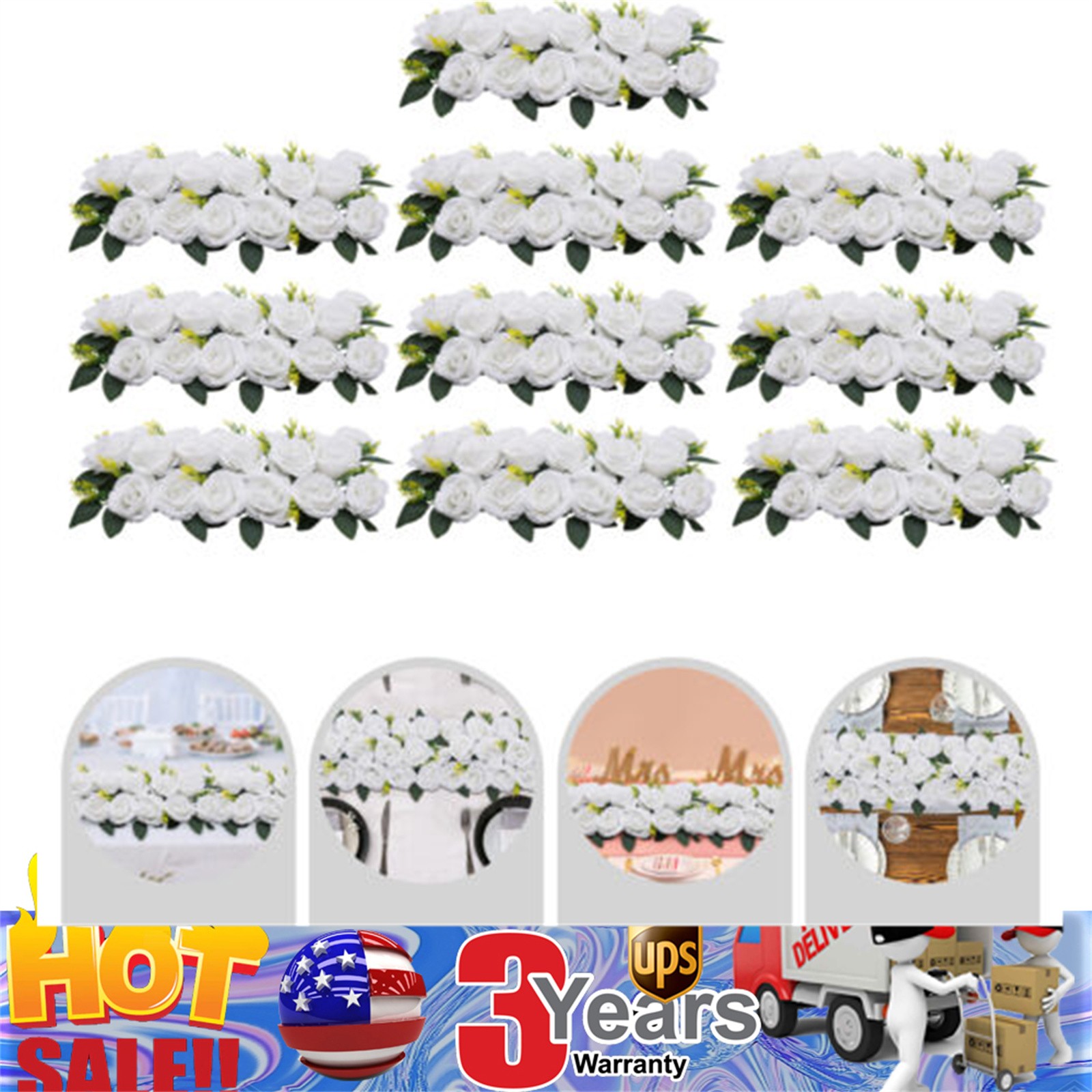 Wedding Dining Table Flower Centerpiece Floral Arrangement 10 Pieces White Roses