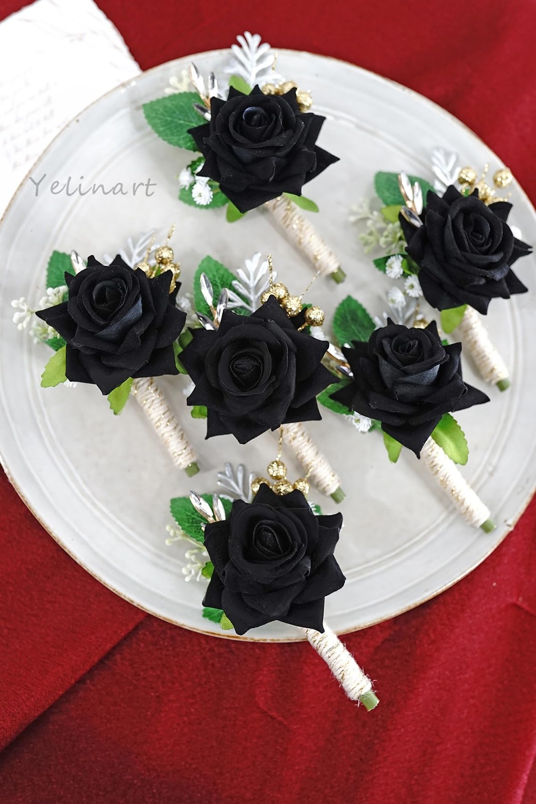 Ivory Rose Mens Boutonniere, 1 PC Artificial Flower for Wedding Groom, Prom