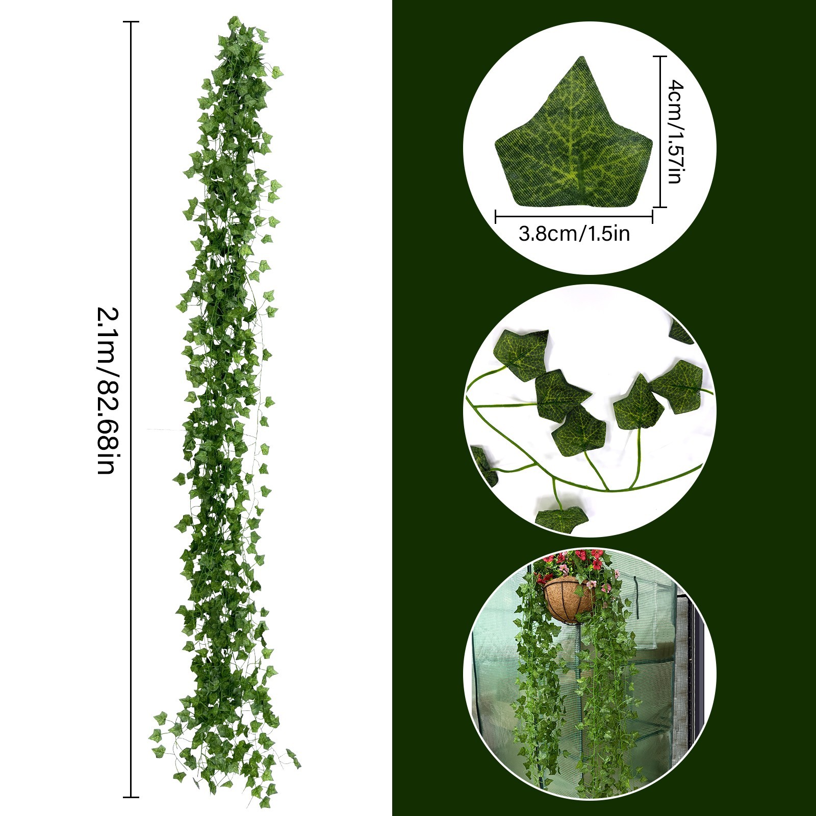 Artificial Ivy Garland 12pcs Fake Vines Hanging Greenery for Home Garden Wedding