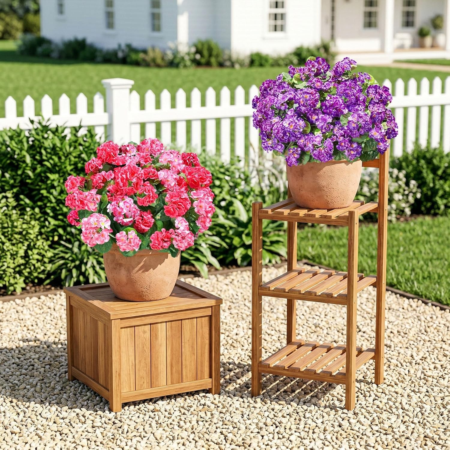 Fake Geraniums Artificial Flowers for Outdoors, 6 Bundles Silk Geraniums Flow…