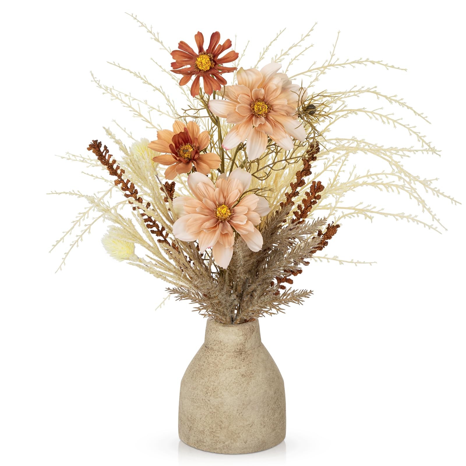 Faux Fall Pampas Grass with Vase, Fall Flowers Artificial for Decoration Arra…