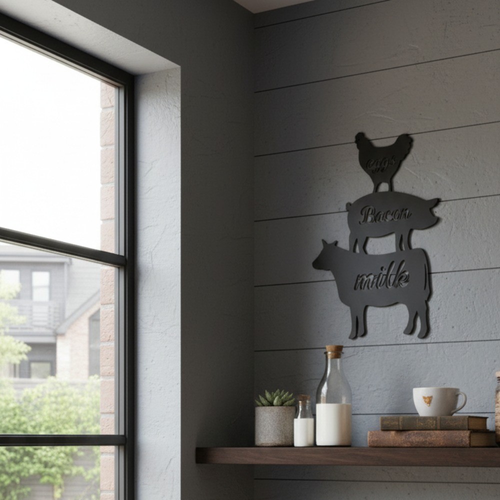Farm Animals Metal Wall Plaque – Farmhouse Garden Party Wall Decor Sign