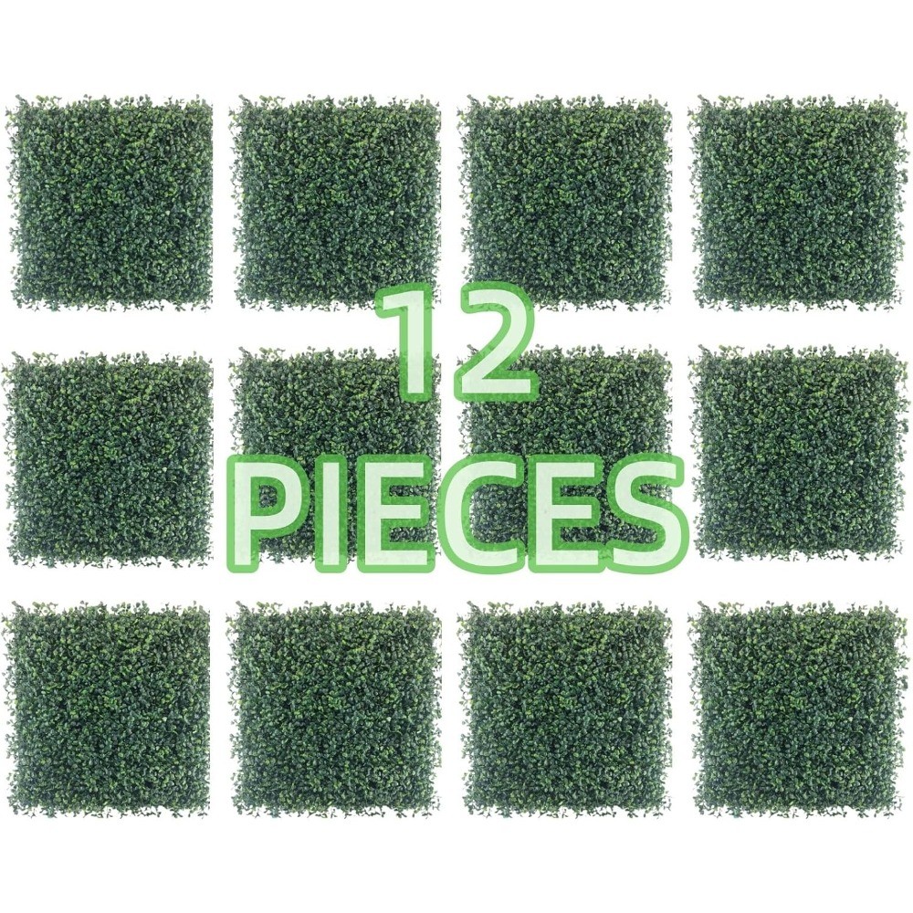 12Pcs 10″x10″ Boxwood Grass Wall Panels, Artificial Hedge Backdrop Decor