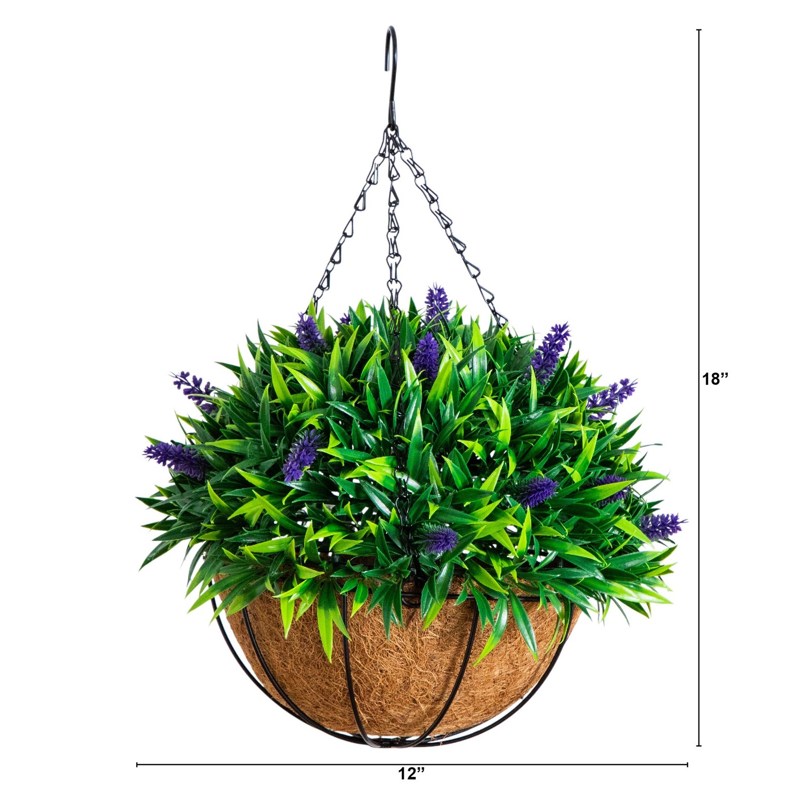 Nearly Natural 18″ UV Resistant Artificial Lavender Hanging Basket