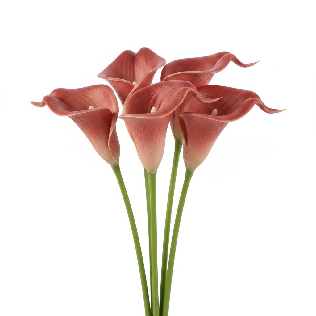 Terracotta Artificial Calla Lily Stems Set of 5 13 Inch Faux Flowers for Rustic