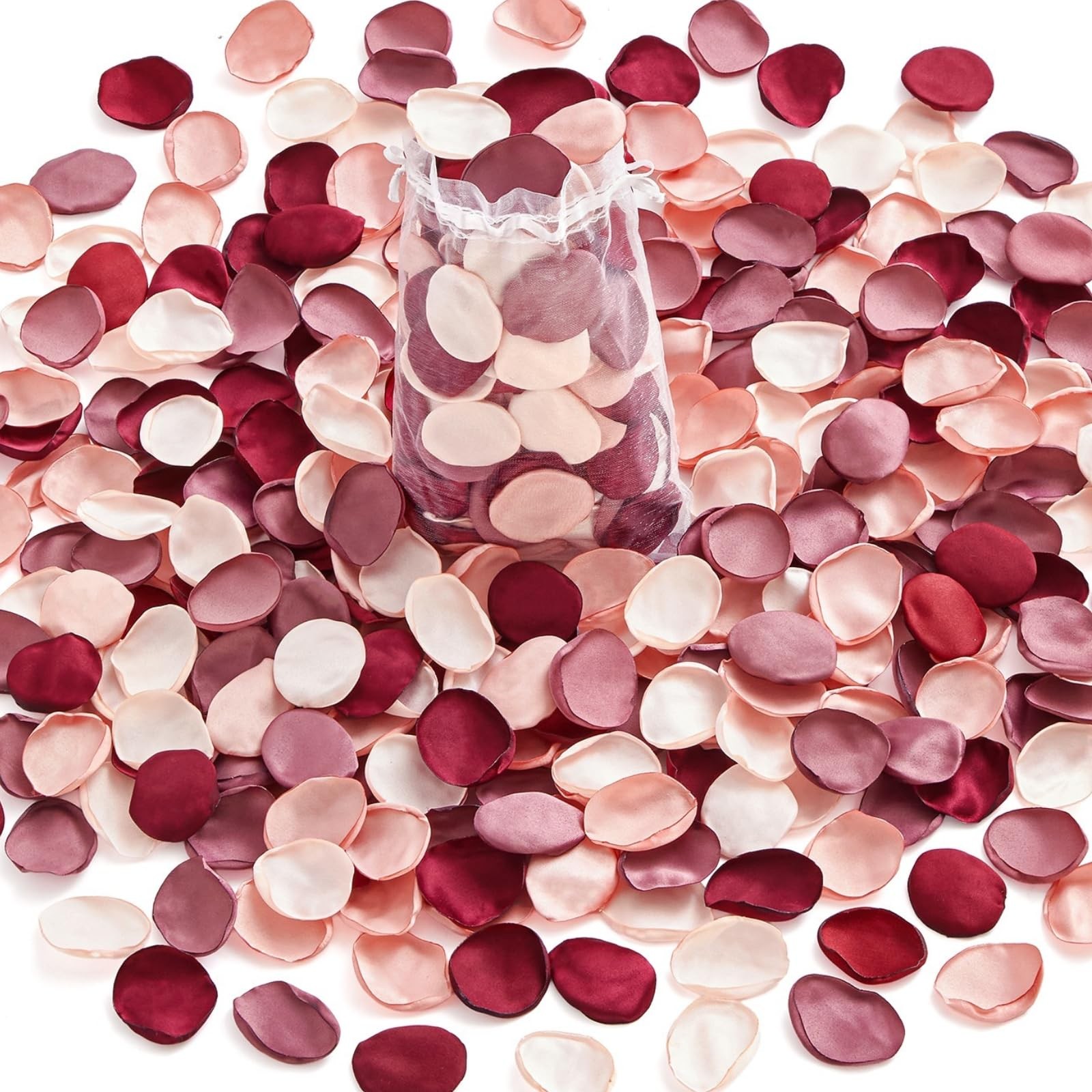 Silk Rose Petals Fake Burgundy Pink Flower Girl Basket Throw Wedding 1 PCS