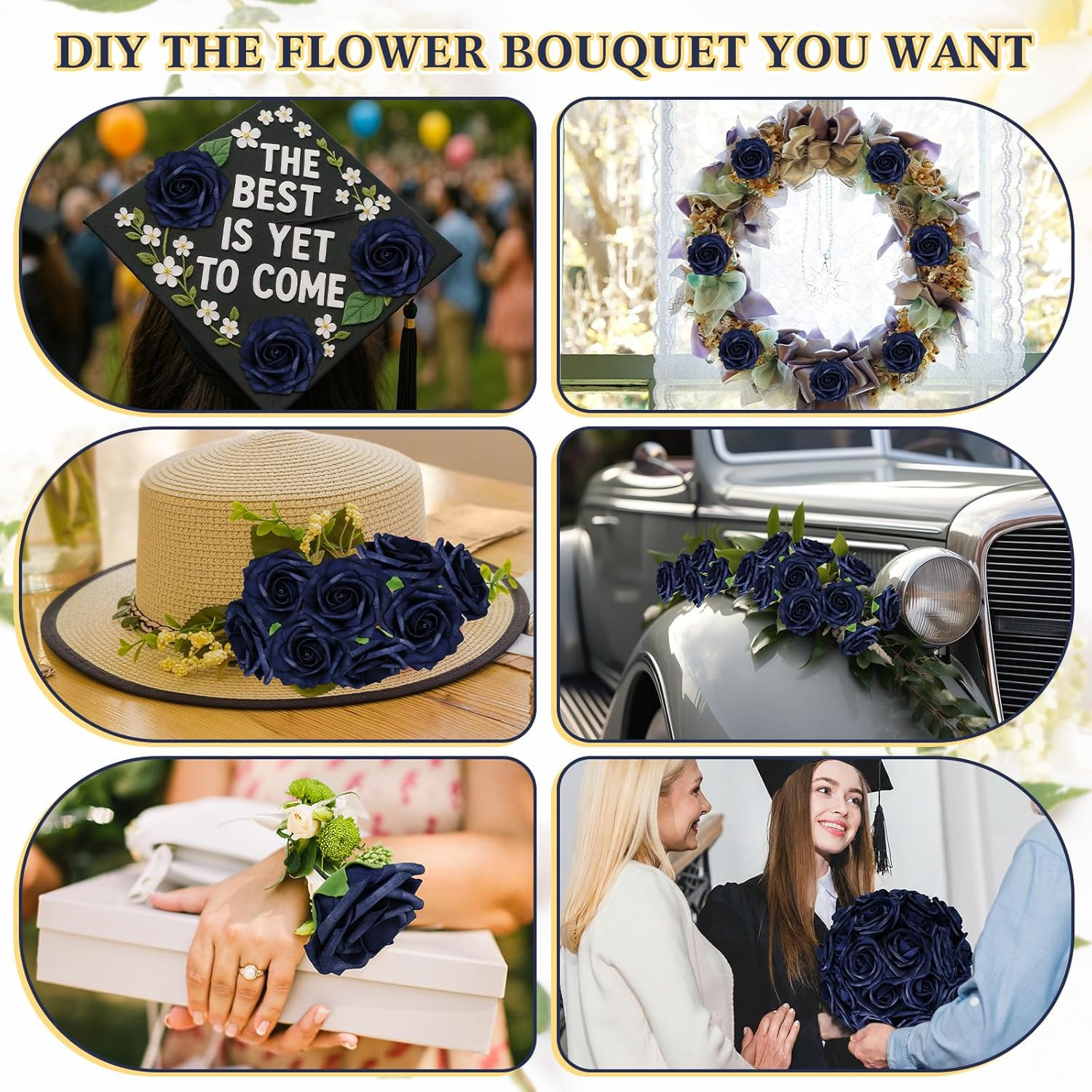 200 Pack Navy Blue Foam Roses for DIY Weddings & Home Decor