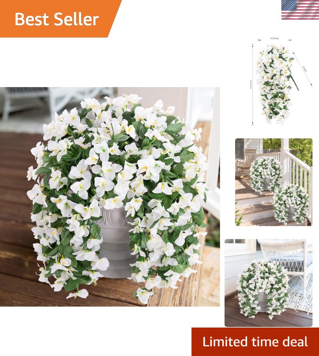 All-Season 2 PCS Artificial Bougainvillea – Stunning Fake Flower Trailing Vines