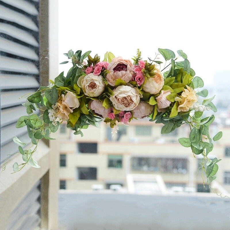 Artificial Flower Row Wreath Arch Backdrop Garland DIY Wedding Home Decor 60CM