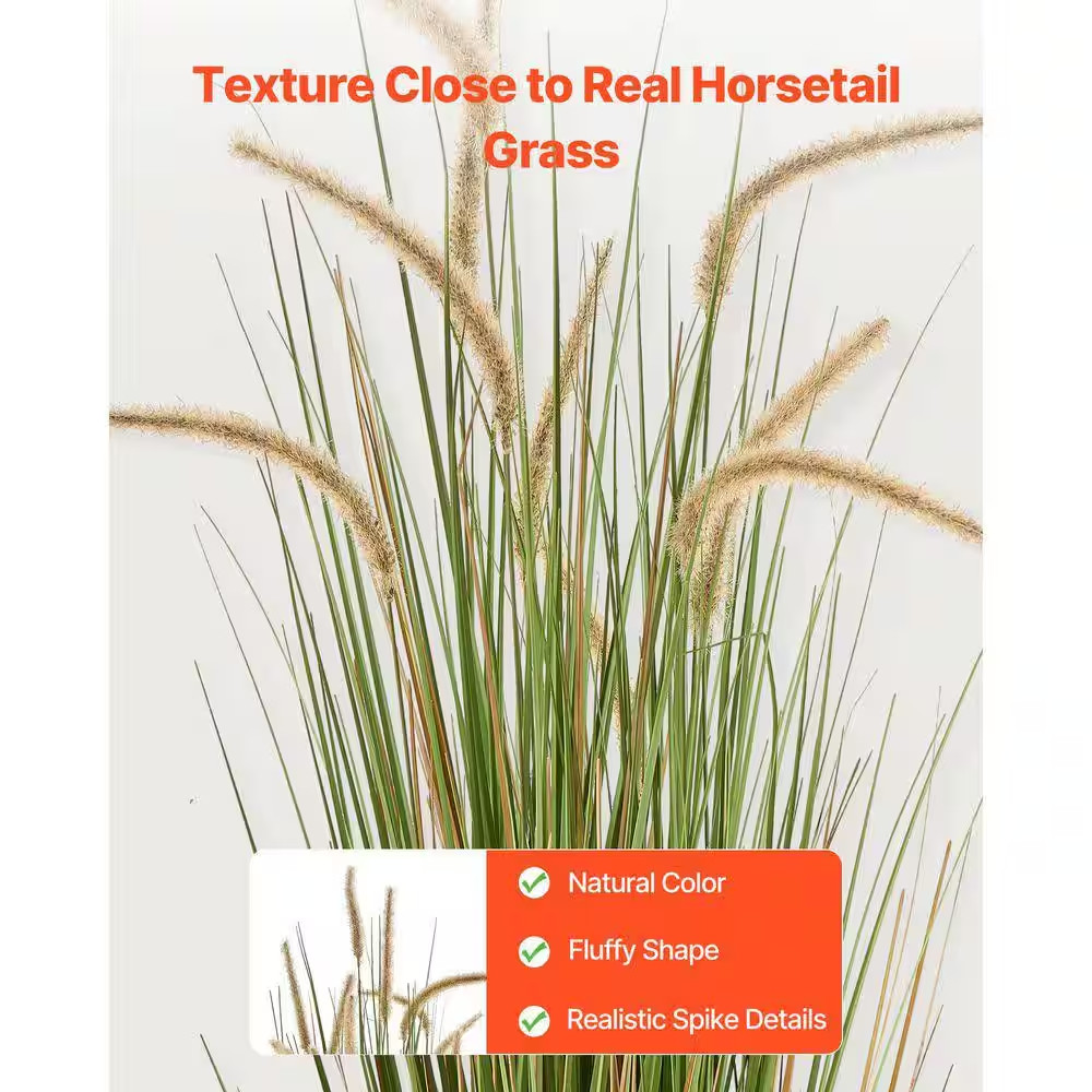 Artificial Grass Plant, 2 Pack 47 In. Horsetail Reed Grass in Pot, Premium PVC F