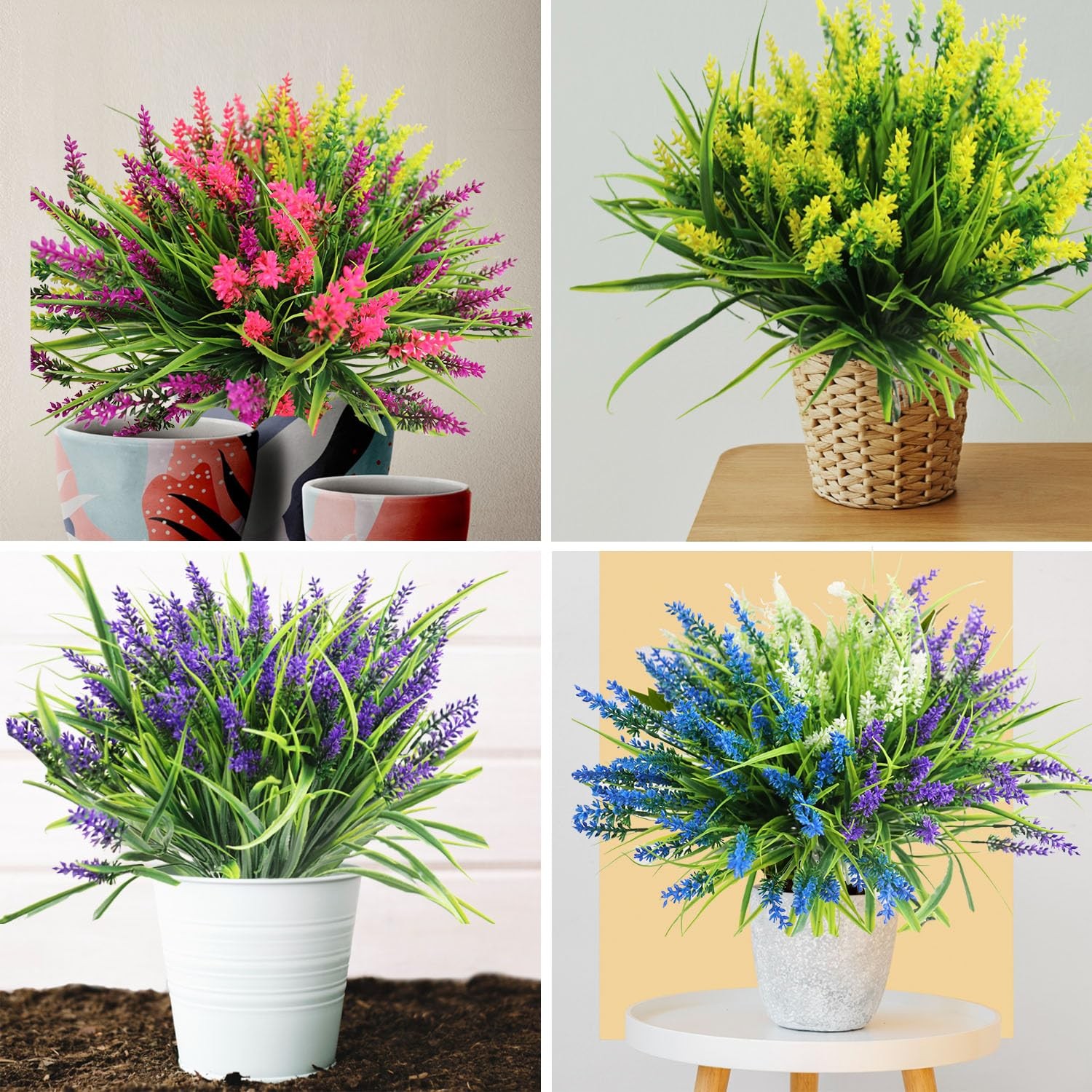 Artificial Flowers for Outdoors, 24 Bundles 6 Colors Fake Lavender Flowers Mo…