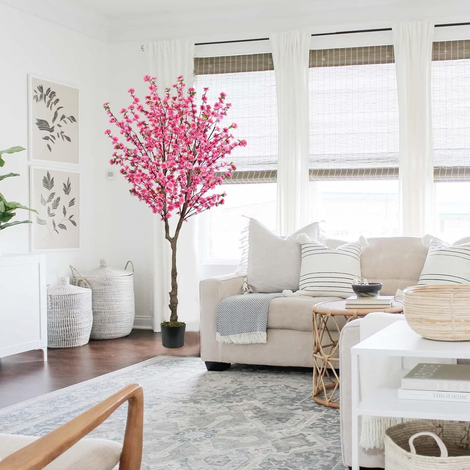 6.5ft Artificial Cherry Blossom Tree with 32 Branches, Pink Silk Flowers for …