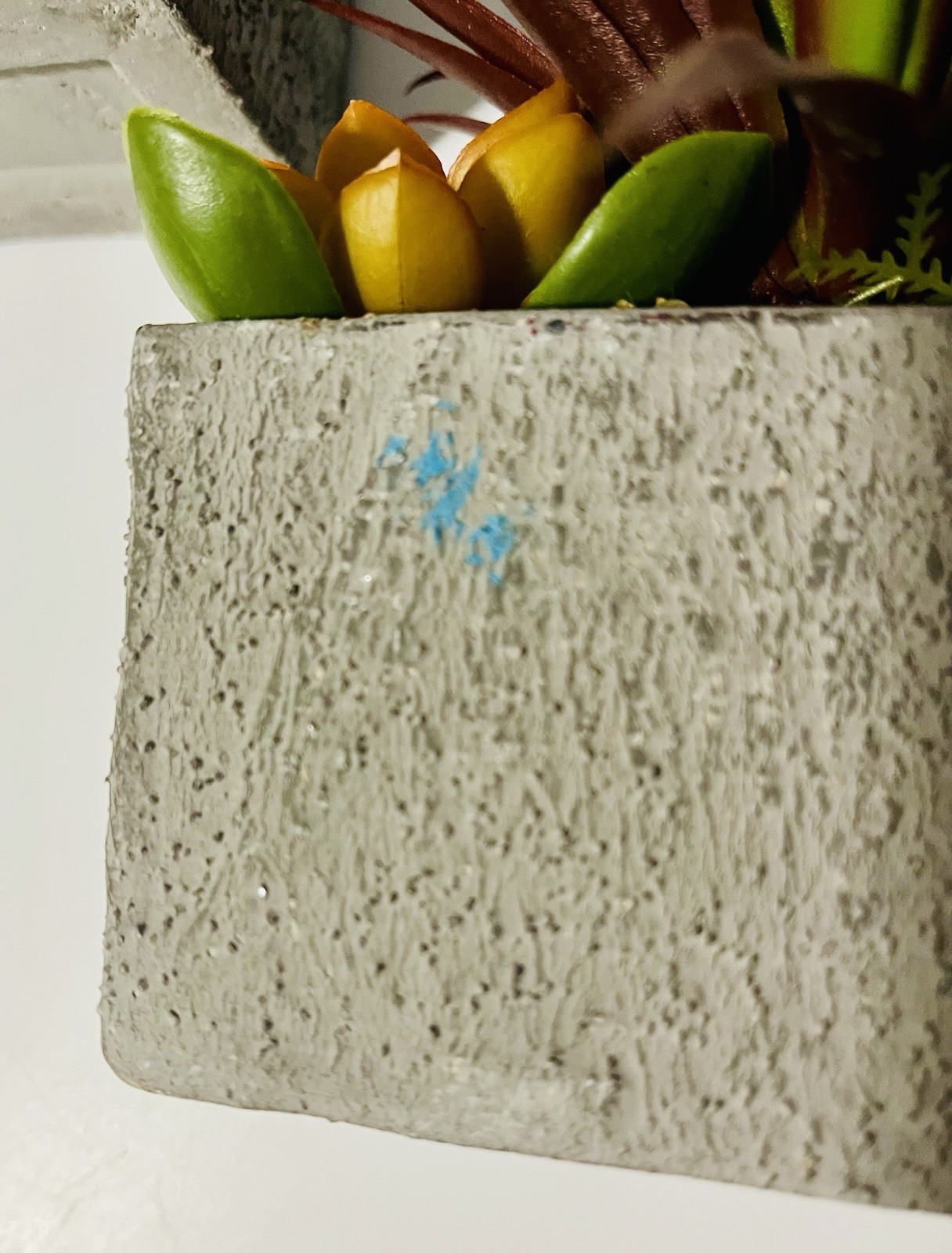 Set Of 2 Faux / Artificial Succulent Garden With Concrete Planter 3”x 7”x3”