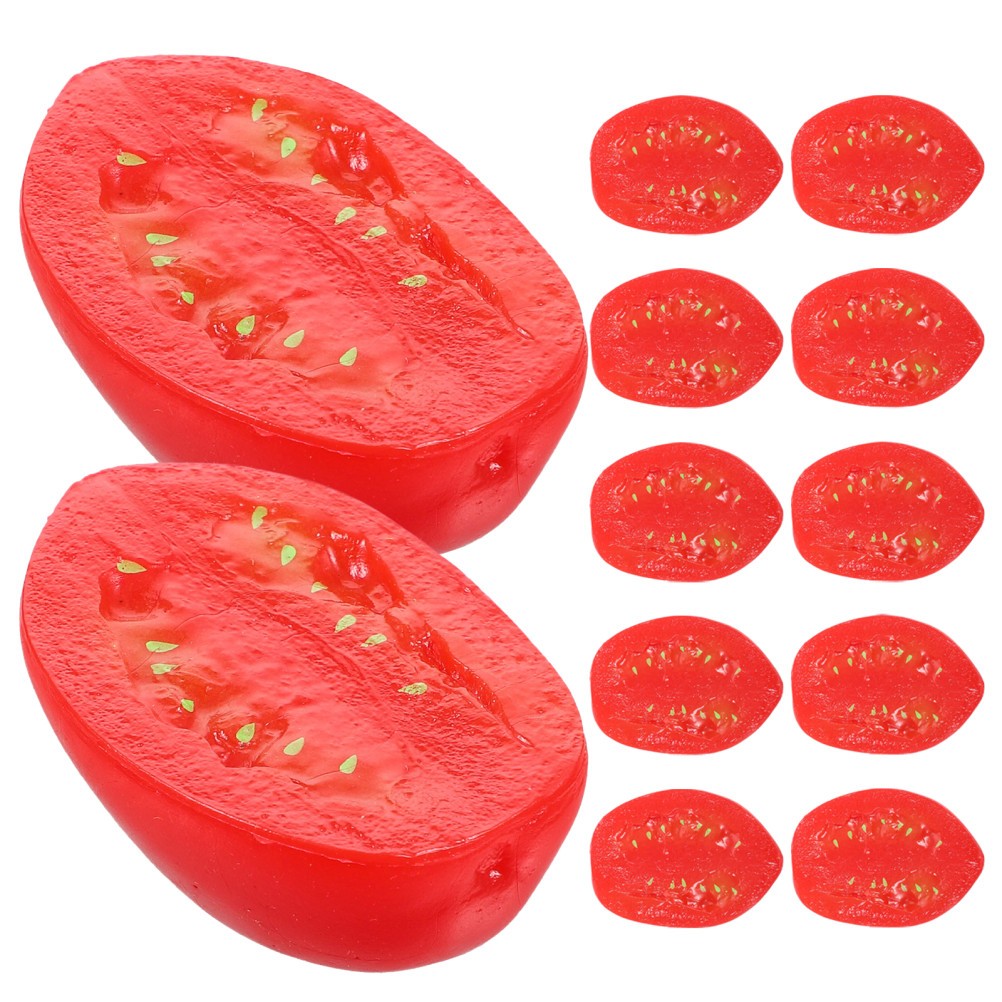 12Pcs Reusable Artificial Cherry Tomato Models Red PVC for Kitchen Display Decor