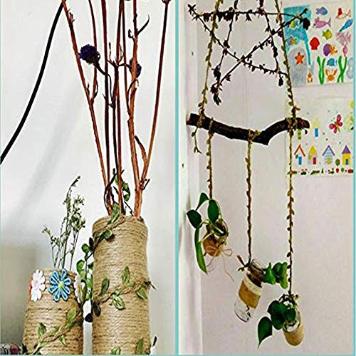 33 Feet Natural Burlap Ribbon,5MMjute Twine withArtificial Vine Fake Foliage