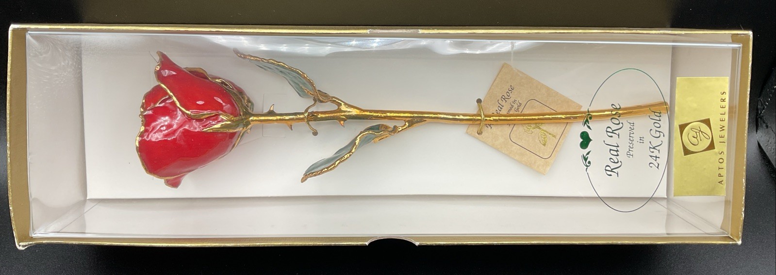 Real Rose Preserved in 24K Gold – 11” Inch – Red Rose