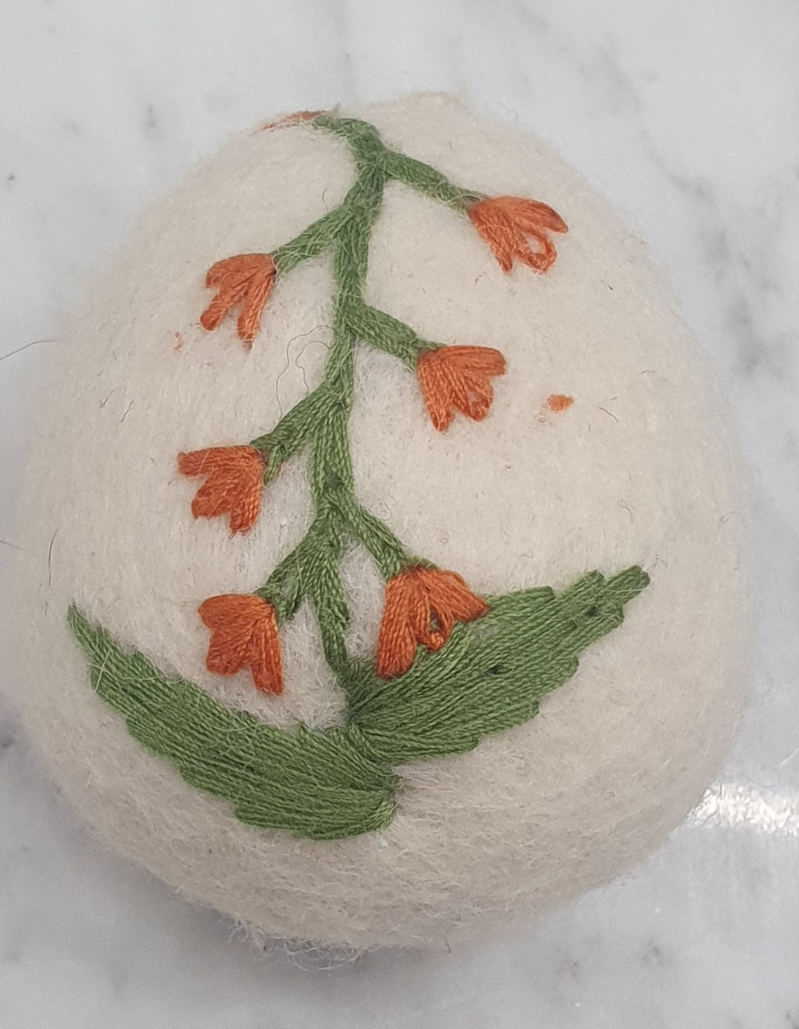 6 Cottage Core Farmhouse Chic Boiled Wool Eggs Embroidered Flowers Basket Decor