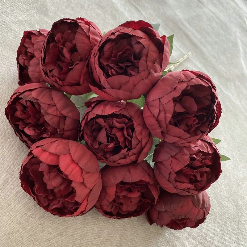 10 Heads Silk Peony Artificial Flowers Bouquet | Large Peonies Valentines Decors