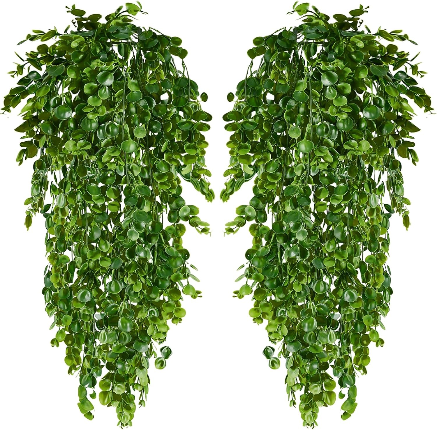 2Pcs Fake Hanging Plants Faux Greenery for Outdoor Planters Wall Plants Hanging