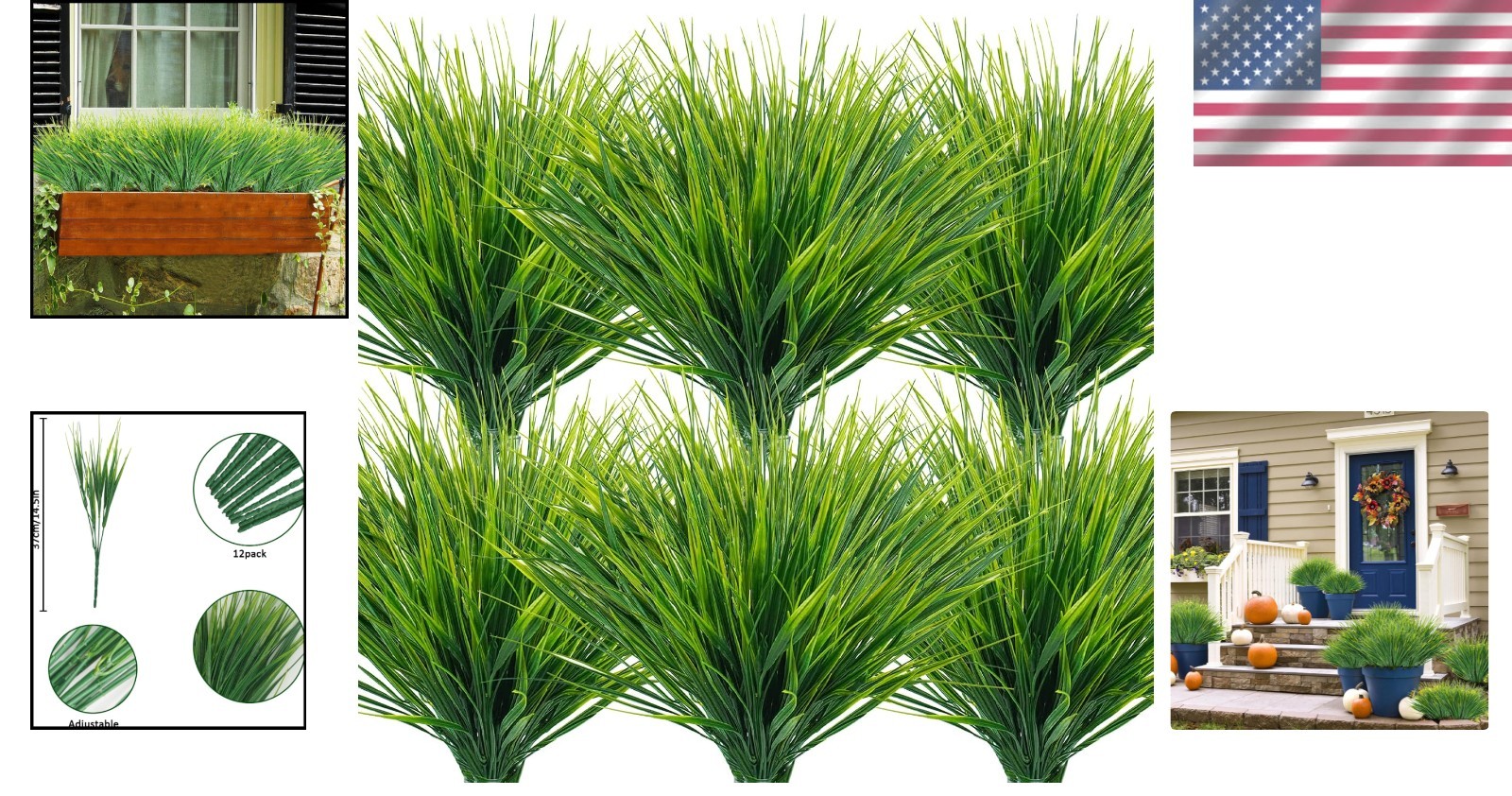 No-Fade Faux Plastic Grass Plants – 12 Bundles for Elegant Indoor & Outdoor Use