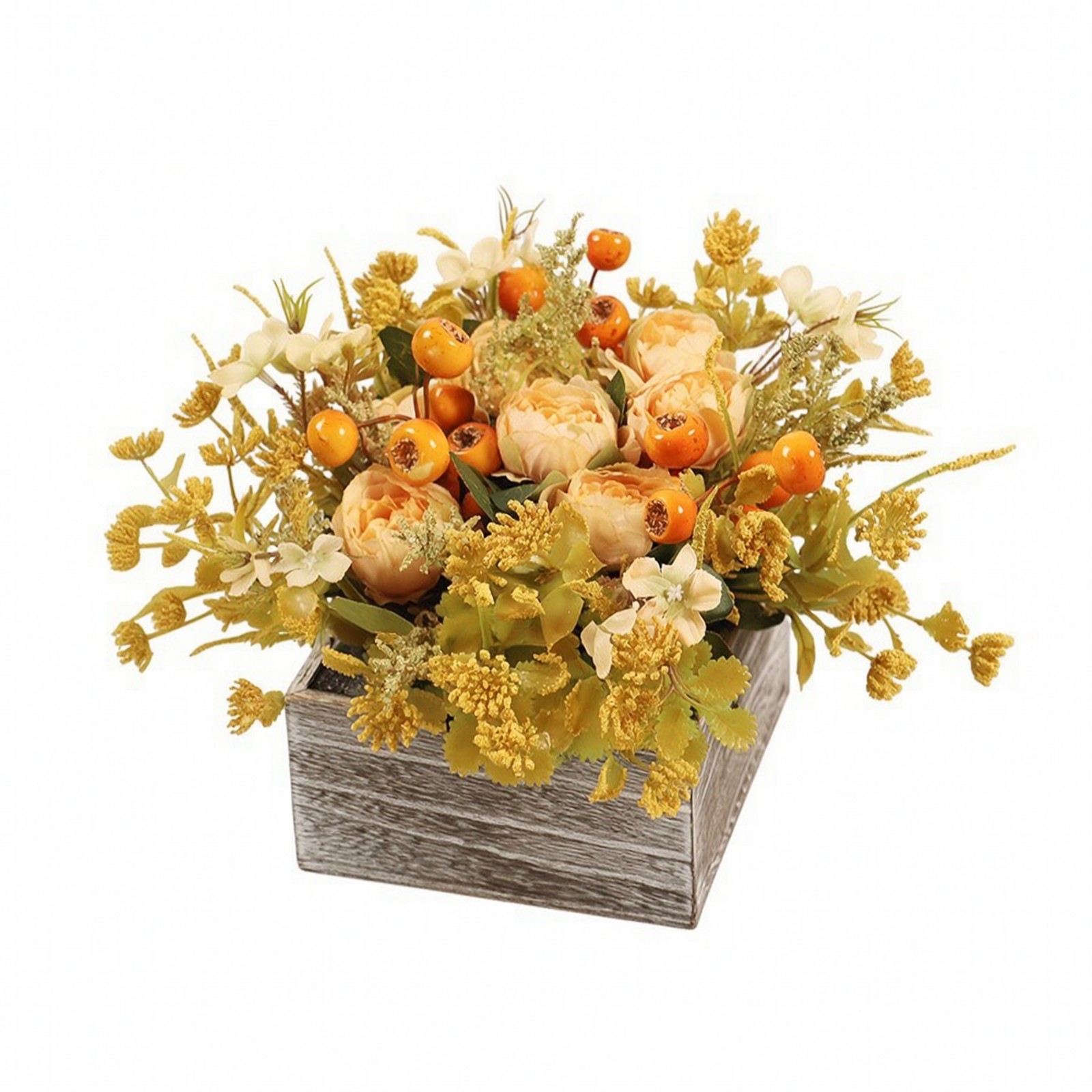Artificial Flowers with Wooden Planter Rustic Wooden Planter Box Farmhouse
