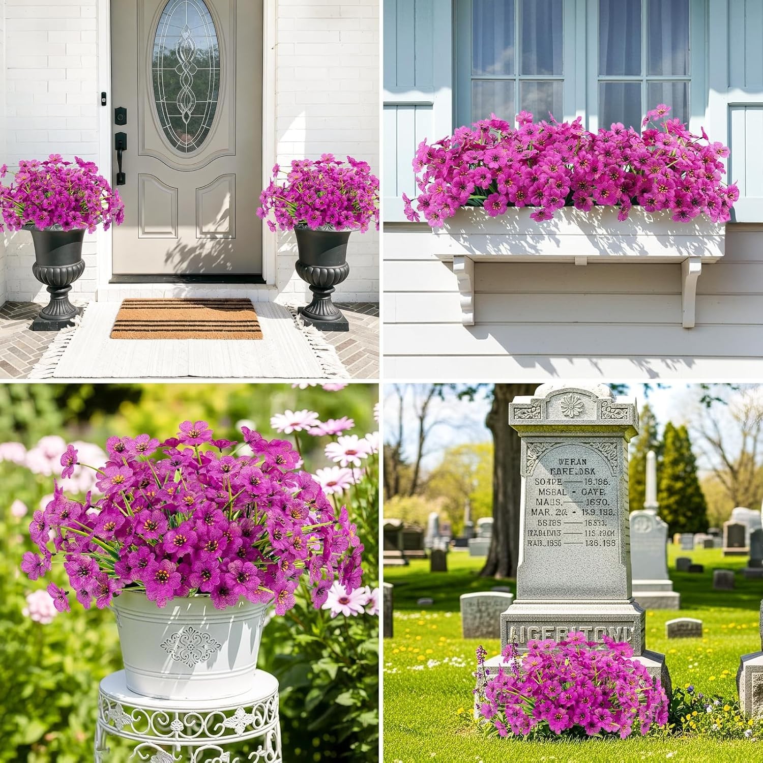 Vibrant Purple UV Resistant Artificial Plants – 6 Bundles for -Round Appeal