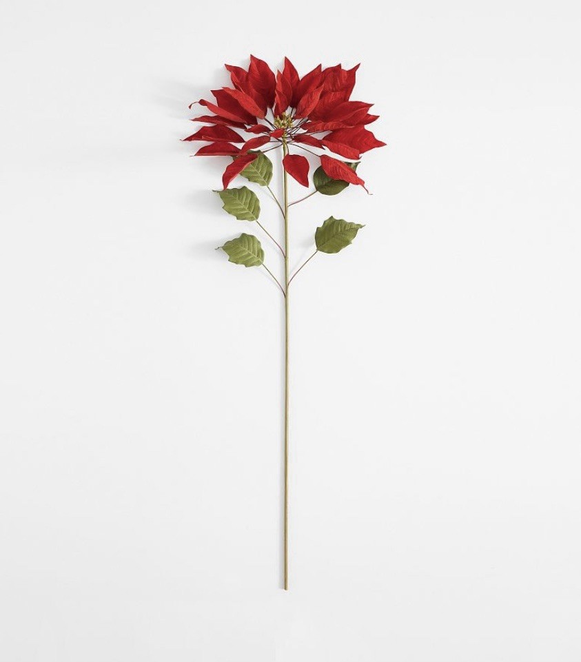 2 Pottery Barn Faux Oversized Poinsettia Stems NEW LOT OF 2 (retail $79 Each)