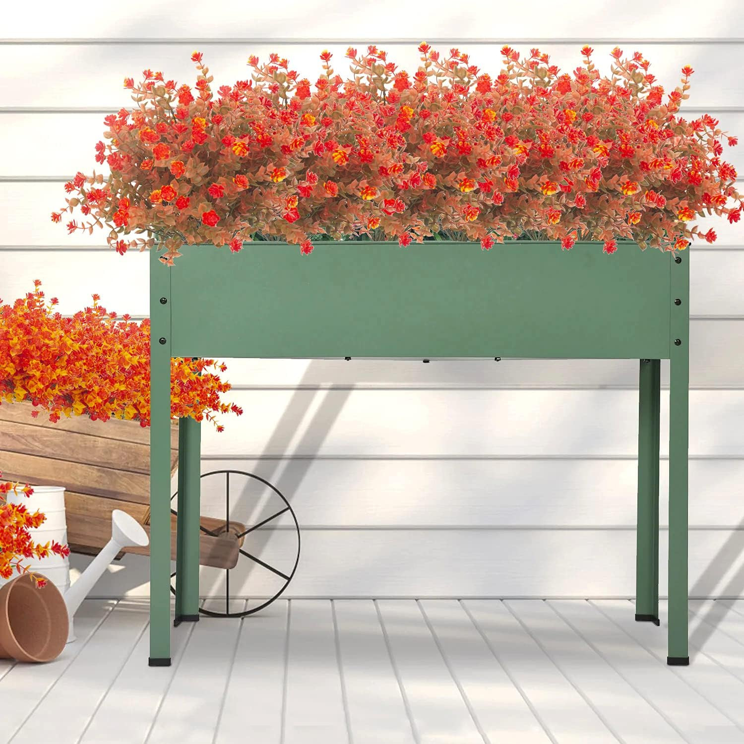 Artificial Fall Flowers, Fake Outdoor UV Resistant Autumn Plants for Home Kitche