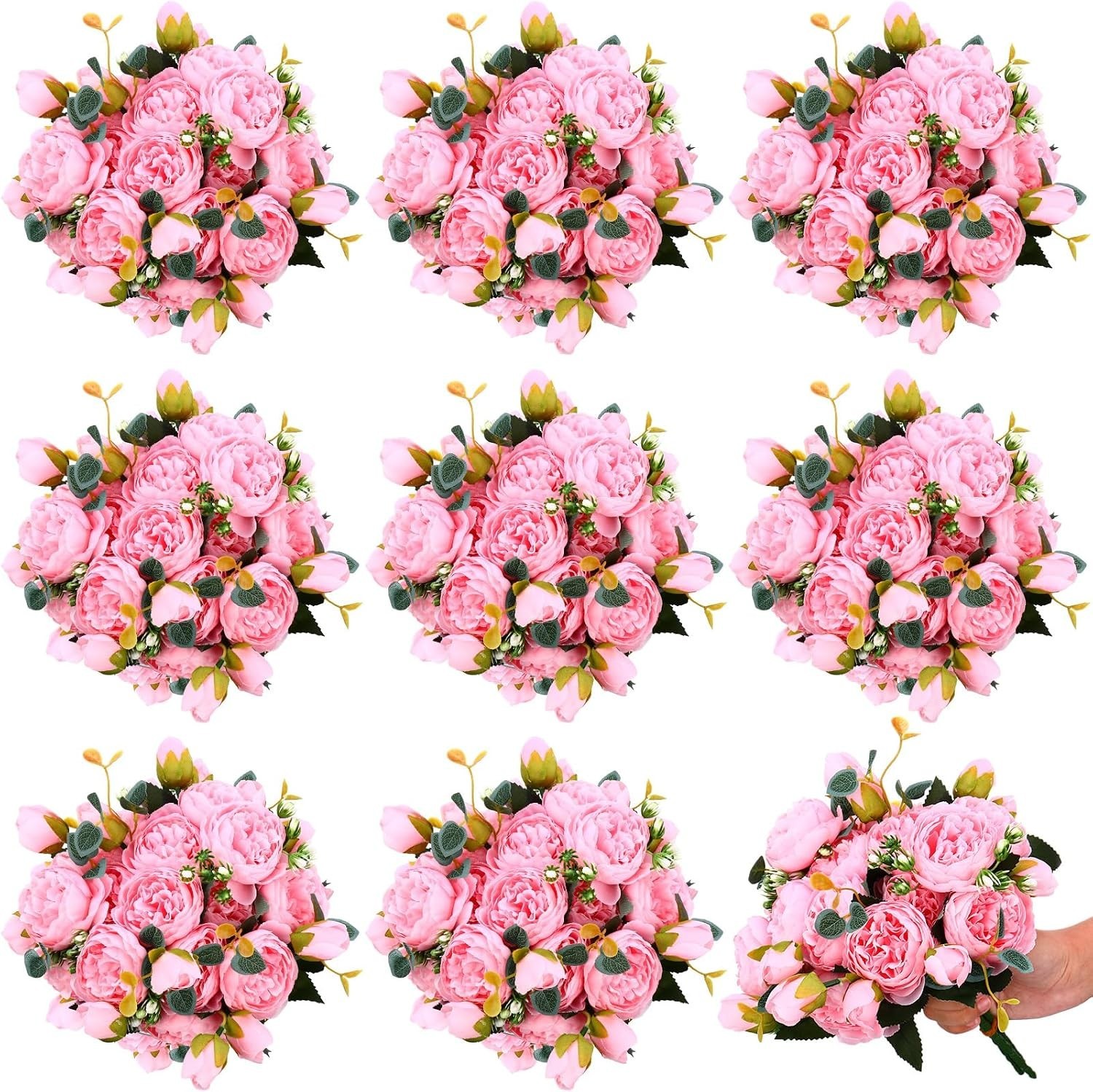 Silk Faux Peony Flowers for Home Decor – 24 Bouquets