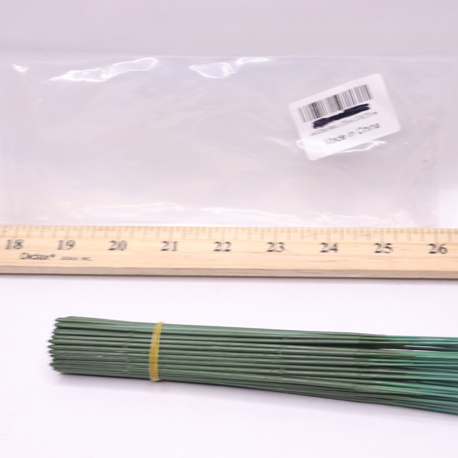 (100-Pk) Joleully Artificial Flower Rod Plastic Green 17cm & 25cm