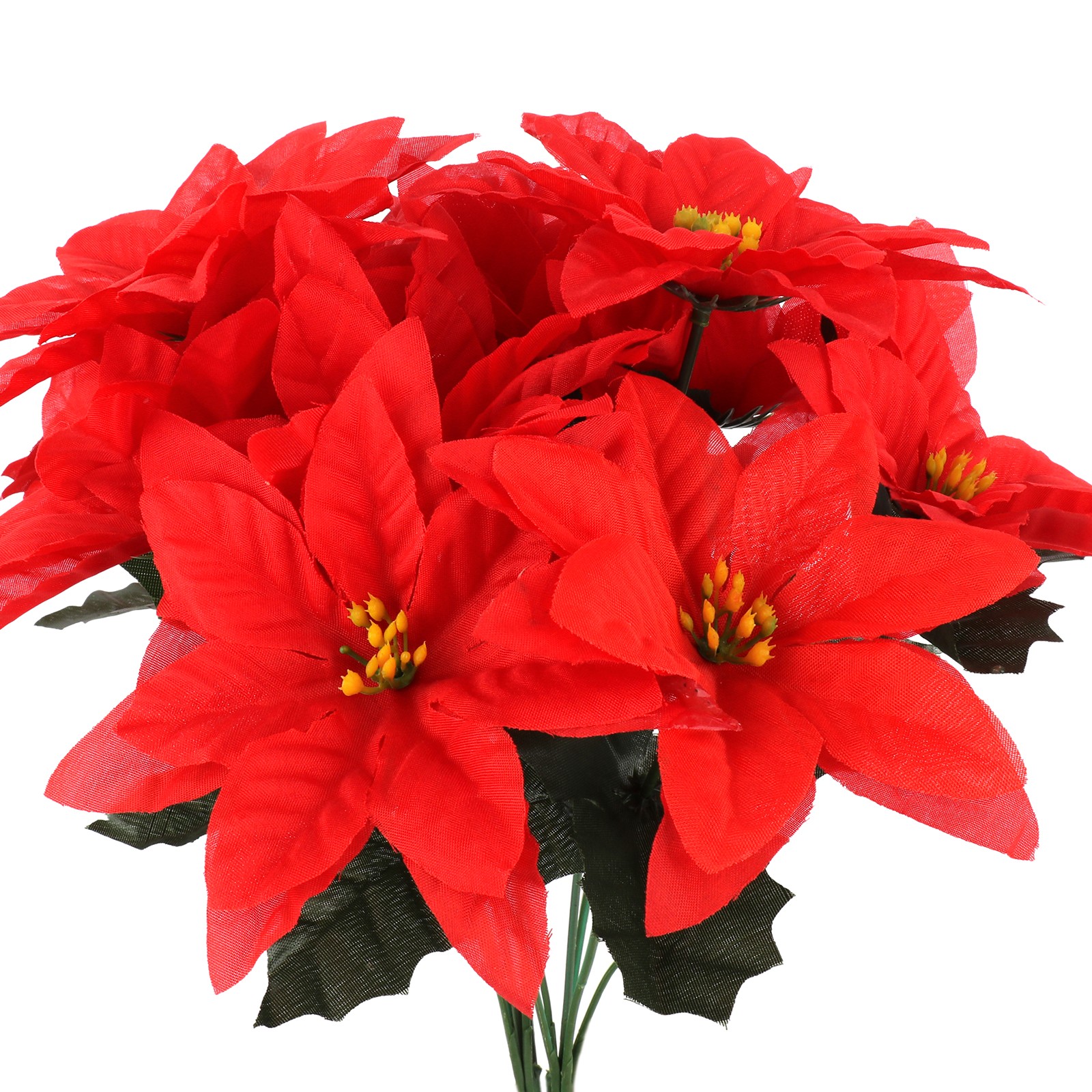 6 Branches Red Poinsettia 37cm Artificial Christmas Flower Decor